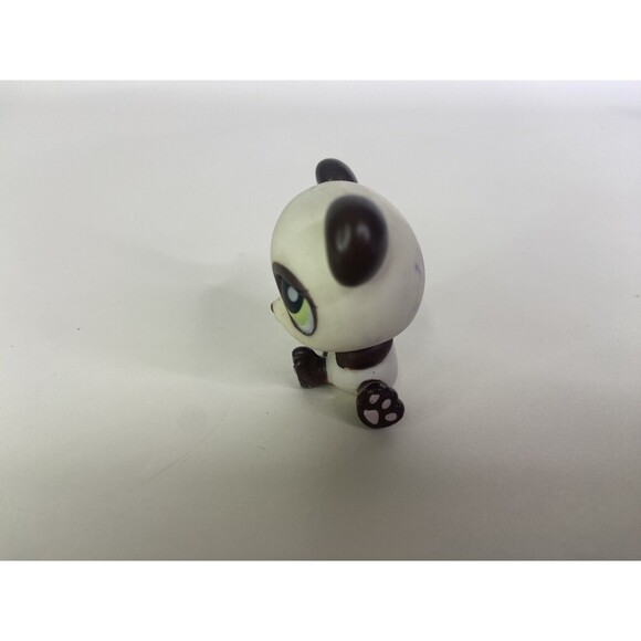 Littlest Pet Shop LPS 176 White Brown Panda Bear Green Eyes Figure Toy Hasbro - Picture 5 of 7